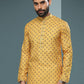 Kurta Pyjama Handloom Cotton Yellow Digital Print Mens
