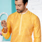 Kurta Pyjama Banarasi Silk Jacquard Yellow Jacquard Work Mens