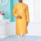 Kurta Pyjama Banarasi Silk Jacquard Yellow Jacquard Work Mens