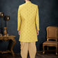 Indo Western Sherwani Jacquard Yellow Jacquard Work Mens