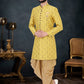 Indo Western Sherwani Jacquard Yellow Jacquard Work Mens