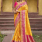 Designer Silk Yellow Embroidered Saree