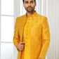 Indo Western Art Silk Yellow Machine Embroidery Mens