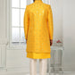 Indo Western Art Silk Yellow Machine Embroidery Mens