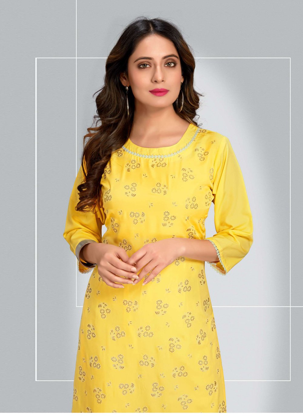 Pant Style Suit Blended Cotton Yellow Print Salwar Kameez
