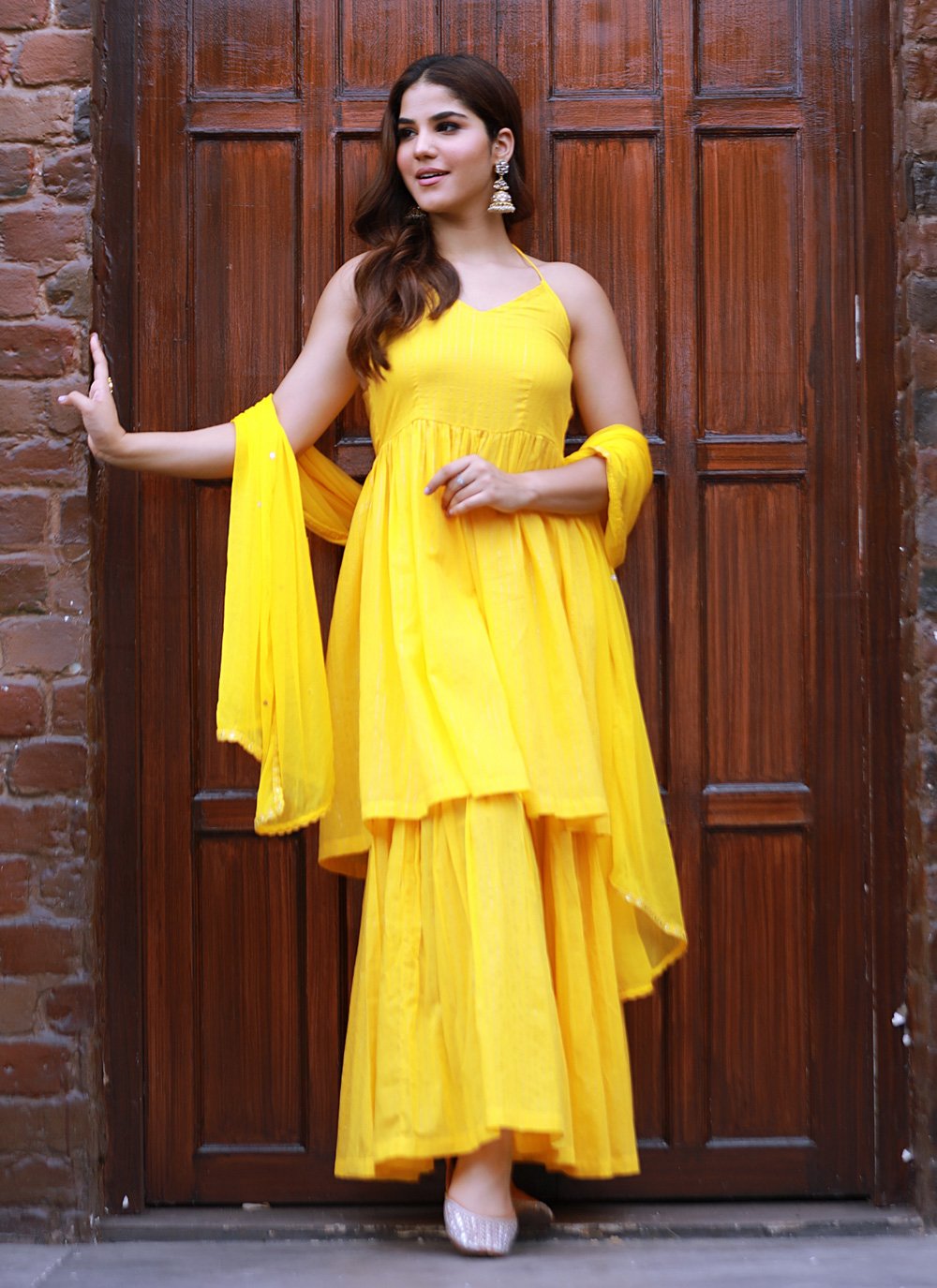 Salwar Suit Cotton Yellow Fancy Work Salwar Kameez