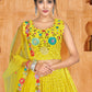 A Line Lehenga Georgette Yellow Embroidered Lehenga Choli