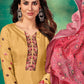 Salwar Suit Muslin Yellow Embroidered Salwar Kameez