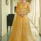 Floor Lenght Salwar Suit Net Yellow Embroidered Salwar Kameez