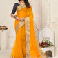 Contemporary Organza Yellow Patch Border Saree