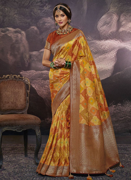 Classic Viscose Yellow Weaving Saree