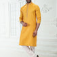 Kurta Pyjama Cotton Linen Yellow Thread Mens