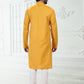 Kurta Pyjama Cotton Linen Yellow Thread Mens