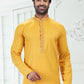 Kurta Pyjama Cotton Linen Yellow Thread Mens