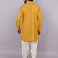 Kurta Pyjama Cotton Yellow Plain Mens