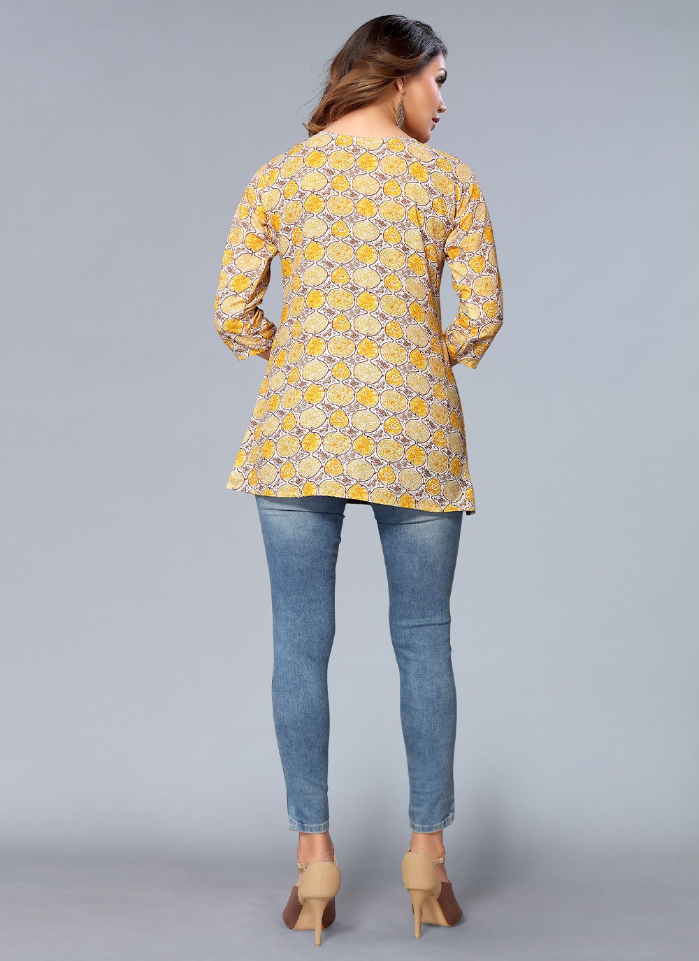 Casual Kurti Rayon Yellow Print Kurtis