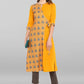 Designer Kurti Faux Crepe Yellow Print Kurtis