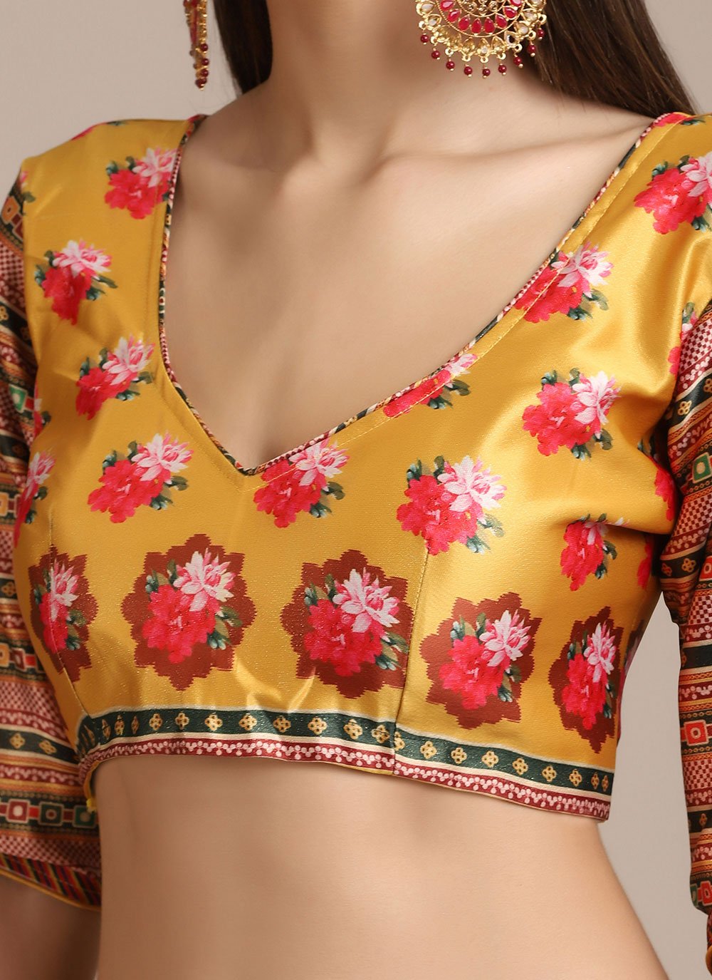 Lehenga Choli Jacquard Yellow Print Lehenga Choli