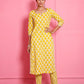 Pant Style Suit Cotton Yellow Print Salwar Kameez