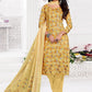 Pant Style Suit Cotton Satin Yellow Print Salwar Kameez