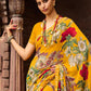 Classic Georgette Yellow Print Saree