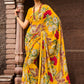 Classic Georgette Yellow Print Saree