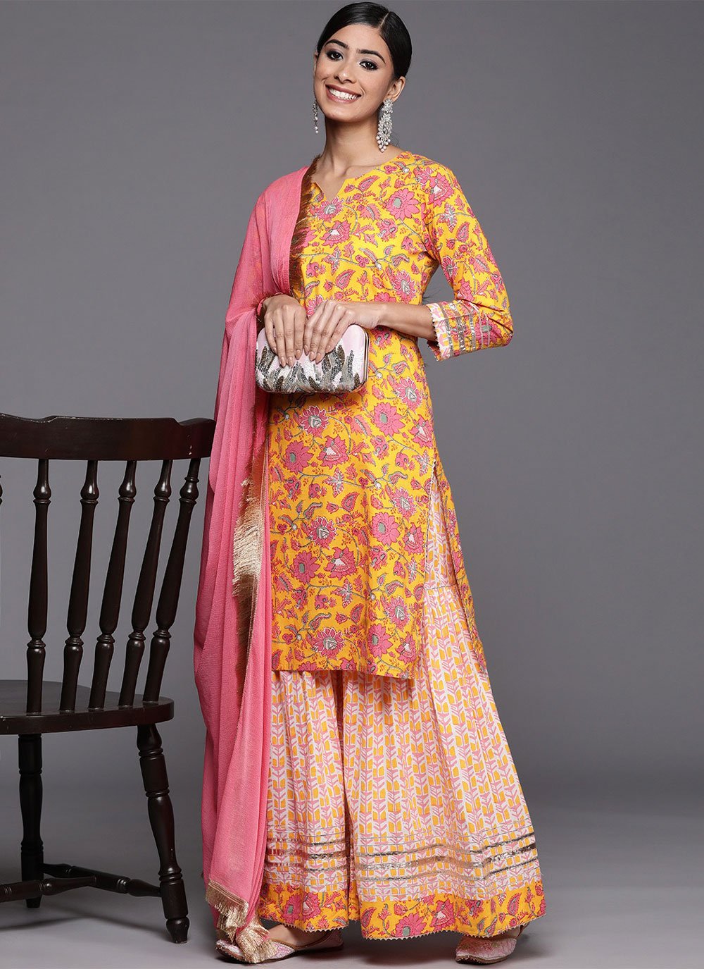 Salwar Suit Cotton Yellow Print Salwar Kameez