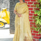 Classic Linen Tissue Yellow Woven Saree
