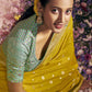 Classic Viscose Yellow Embroidered Saree