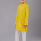 Kurta Pyjama Georgette Yellow Embroidered Kids