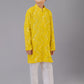 Kurta Pyjama Georgette Yellow Embroidered Kids