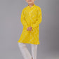 Kurta Pyjama Georgette Yellow Embroidered Kids