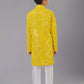 Kurta Pyjama Georgette Yellow Embroidered Kids