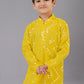 Kurta Pyjama Georgette Yellow Embroidered Kids