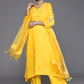 Palazzo Salwar Suit Silk Blend Yellow Embroidered Salwar Kameez