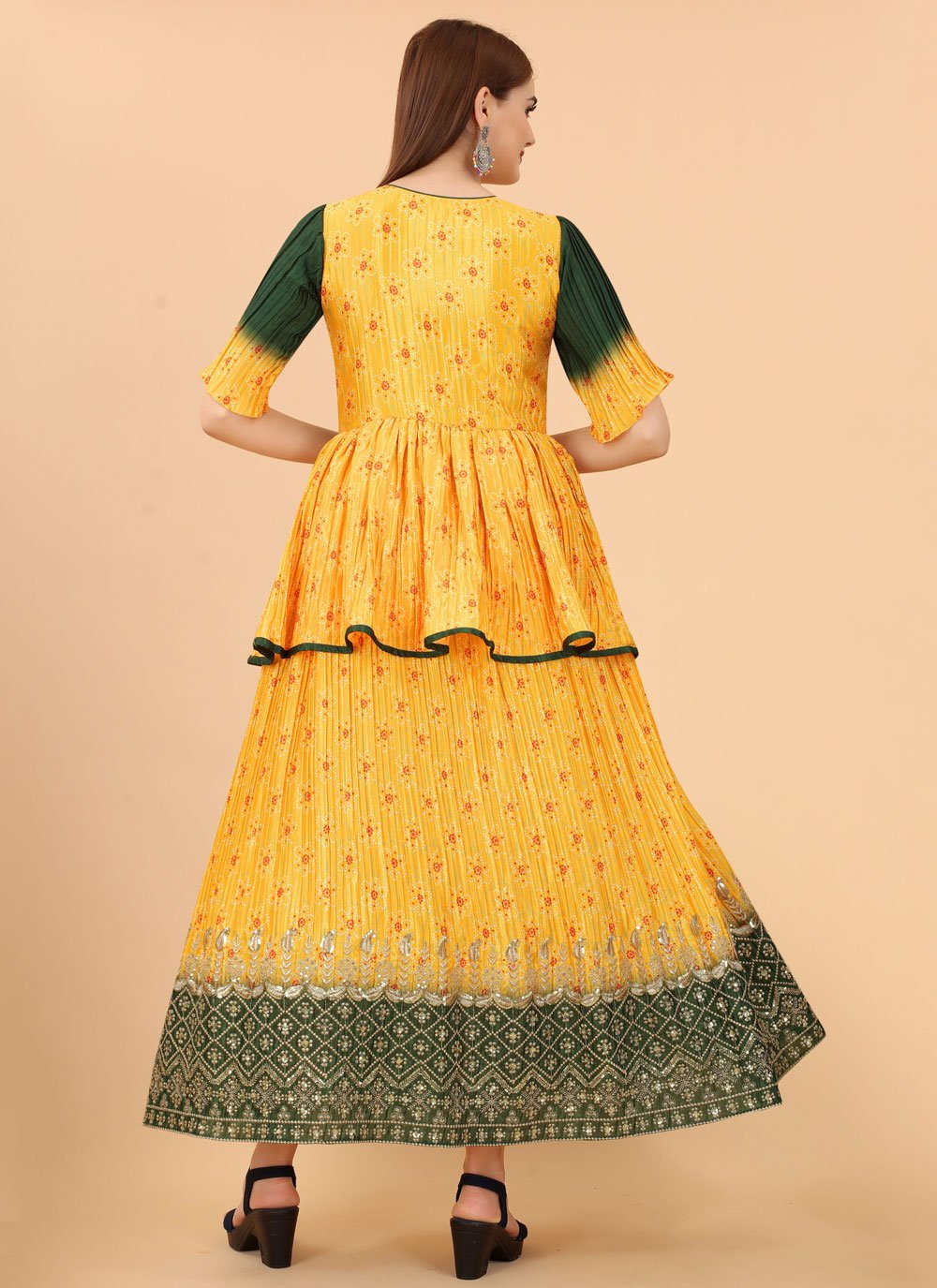Gown Silk Yellow Digital Print Gown