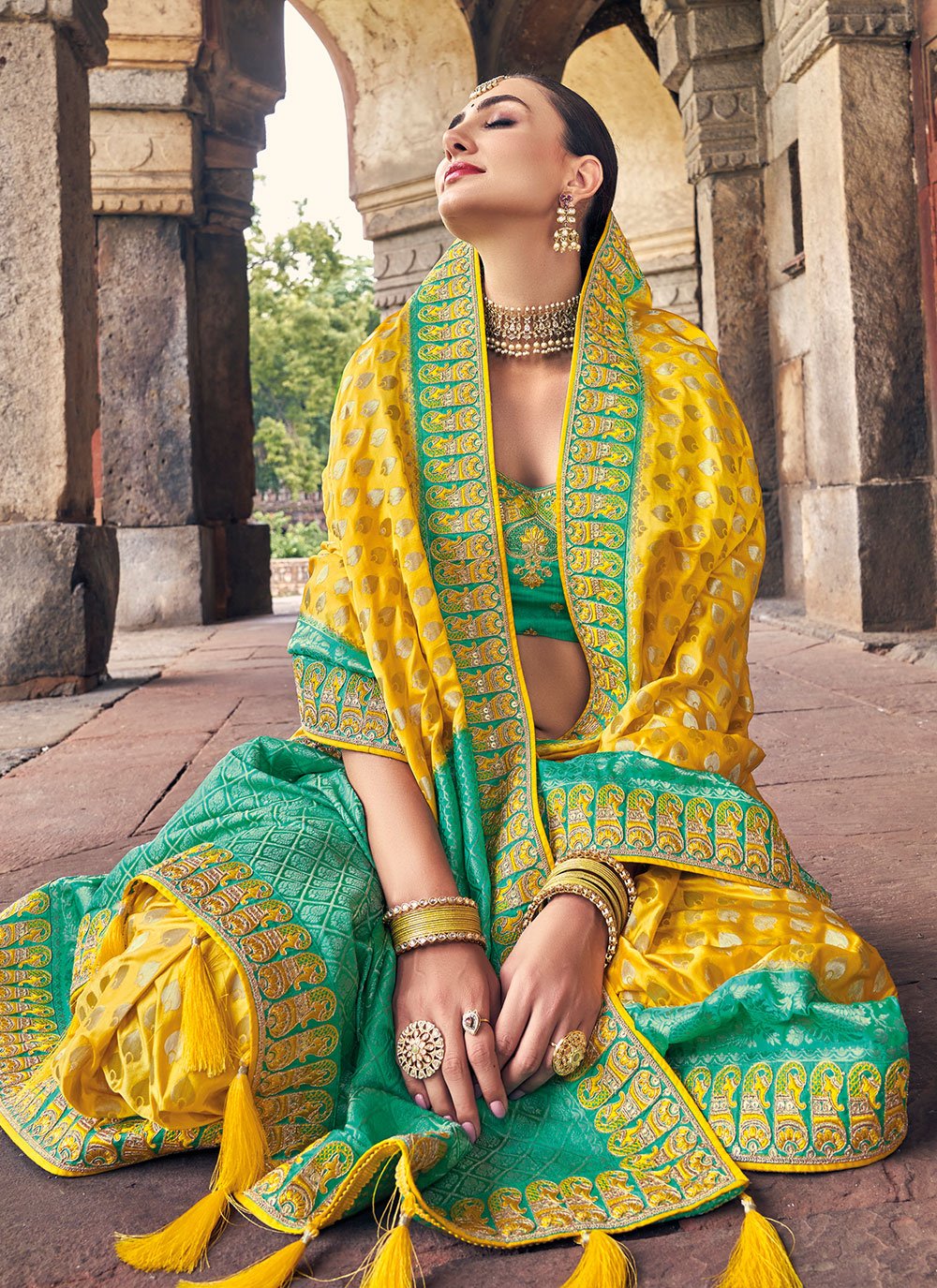 Classic Silk Yellow Weaving Saree