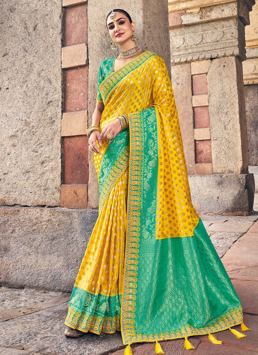 Classic Silk Yellow Weaving Saree