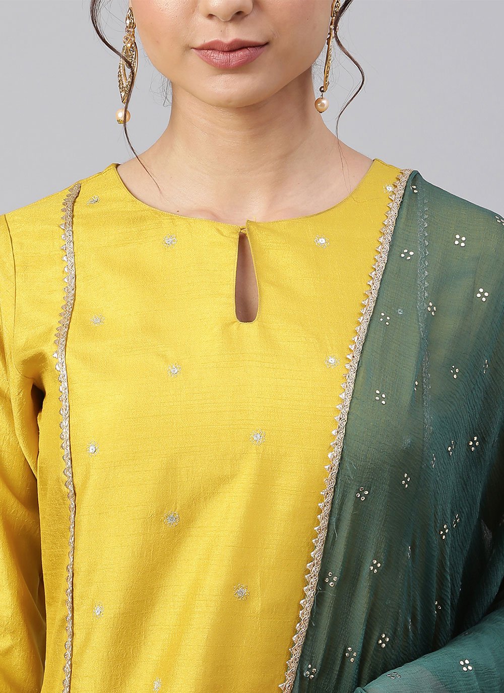 Straight Salwar Suit Poly Silk Yellow Woven Salwar Kameez