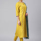 Straight Salwar Suit Poly Silk Yellow Woven Salwar Kameez