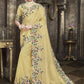 Classic Tissue Yellow Embroidered Saree