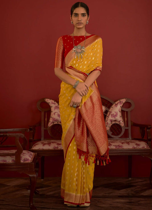 Classic Silk Yellow Weaving Saree