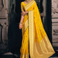 Contemporary Silk Tissue Yellow Weaving Saree