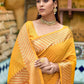 Traditional Saree Cotton Silk Yellow Weaving Saree