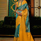 Contemporary Handloom Silk Yellow Weaving Saree