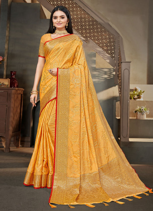 Silk Saree Silk Yellow Weaving Saree