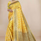 Traditional Saree Organza Yellow Weaving Saree