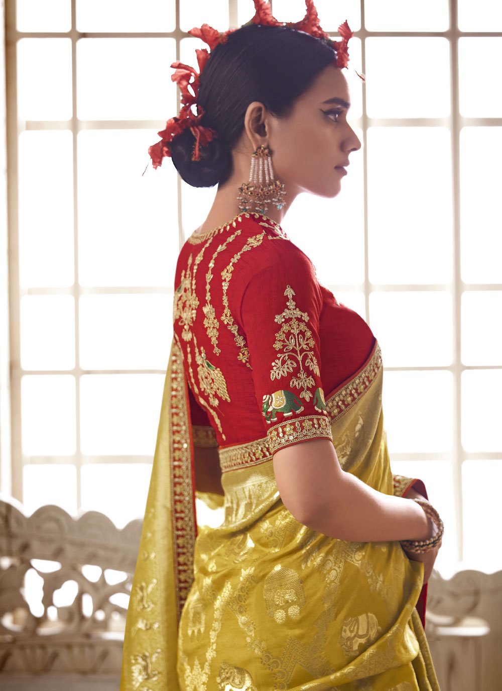 Classic Silk Yellow Embroidered Saree