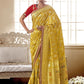 Classic Silk Yellow Embroidered Saree