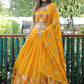 A Line Lehenga Georgette Yellow Embroidered Lehenga Choli